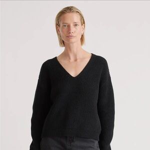 Quince 100% organic cotton Black V-Neck Sweater